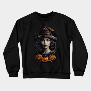 Mystical Halloween Delight: Beautiful Witch Crewneck Sweatshirt